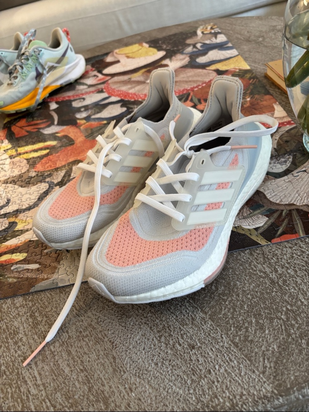 adidas Women's Sneakers White with Pink Accent - Picture 5 of 6